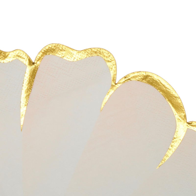BLUE PANDA Wedding Floral Paper Napkins Pink & Gold - 50 Count, 6.25 x 6 in, 3-Ply Scalloped Edges - Disposable Party, Paper Dinner, Baby Shower & Passover Napkins - Absorbent & Tear-Resistant - Image 5
